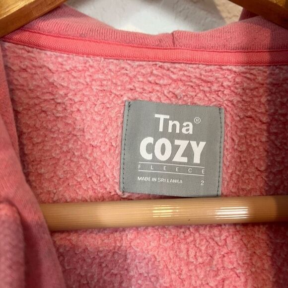 Aritzia TNA Cozy Fleece Pink Front Zip Sweatshirt Hoodie Women’s 2 Small Medium - Picture 4 of 6